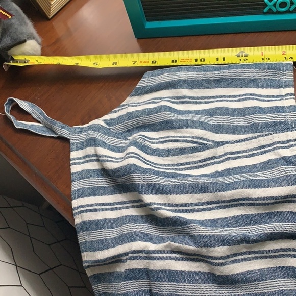 𝅺nwt Kismet Lily Crop Top Linen Blend Striped Blue Sexy Cropped Top - Picture 7 of 7